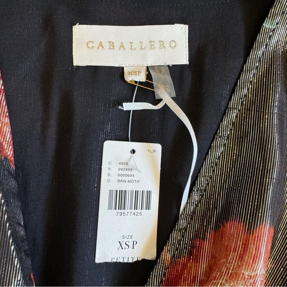 Anthropologie Caballero Metallic Floral Deep V-Neck Maxi Dress Brown Motif - Picture 13 of 16